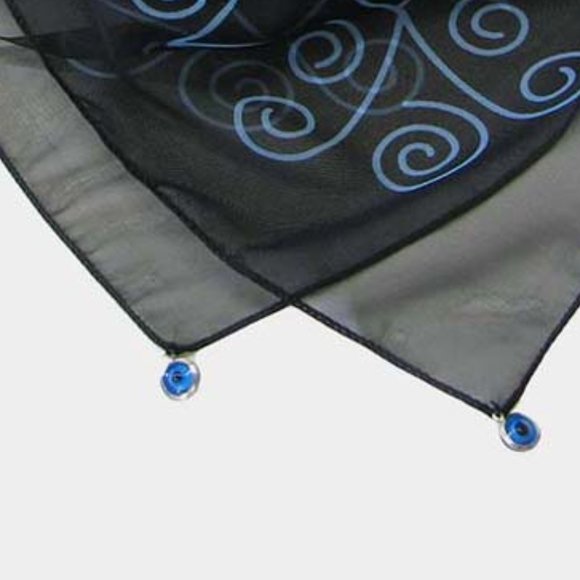 Black Evil Eye Print Scarf - Picture 3 of 3